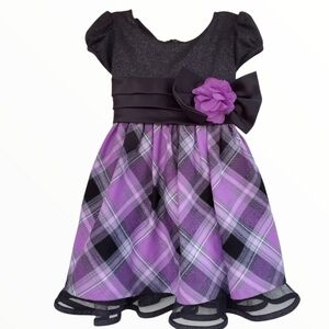 Bonnie Baby sz 12m Purple plaid Holiday Party dress Pictures flower girl